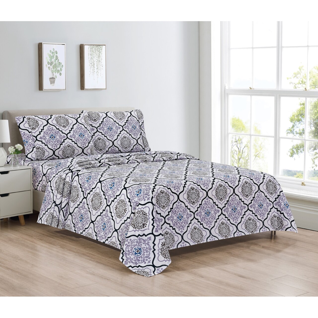 Bibb Home Egyptian Luxury 1800 Count 4 Piece Sheet Set Various Sizes Prints